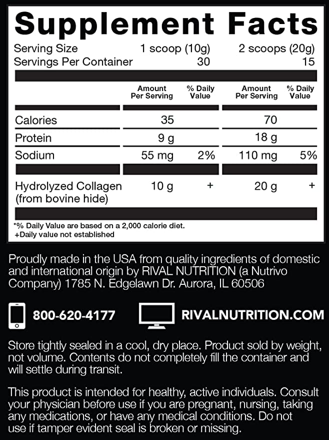 RIVAL NUTRITION COLLAGEN PEPTIDES 300 gm. 