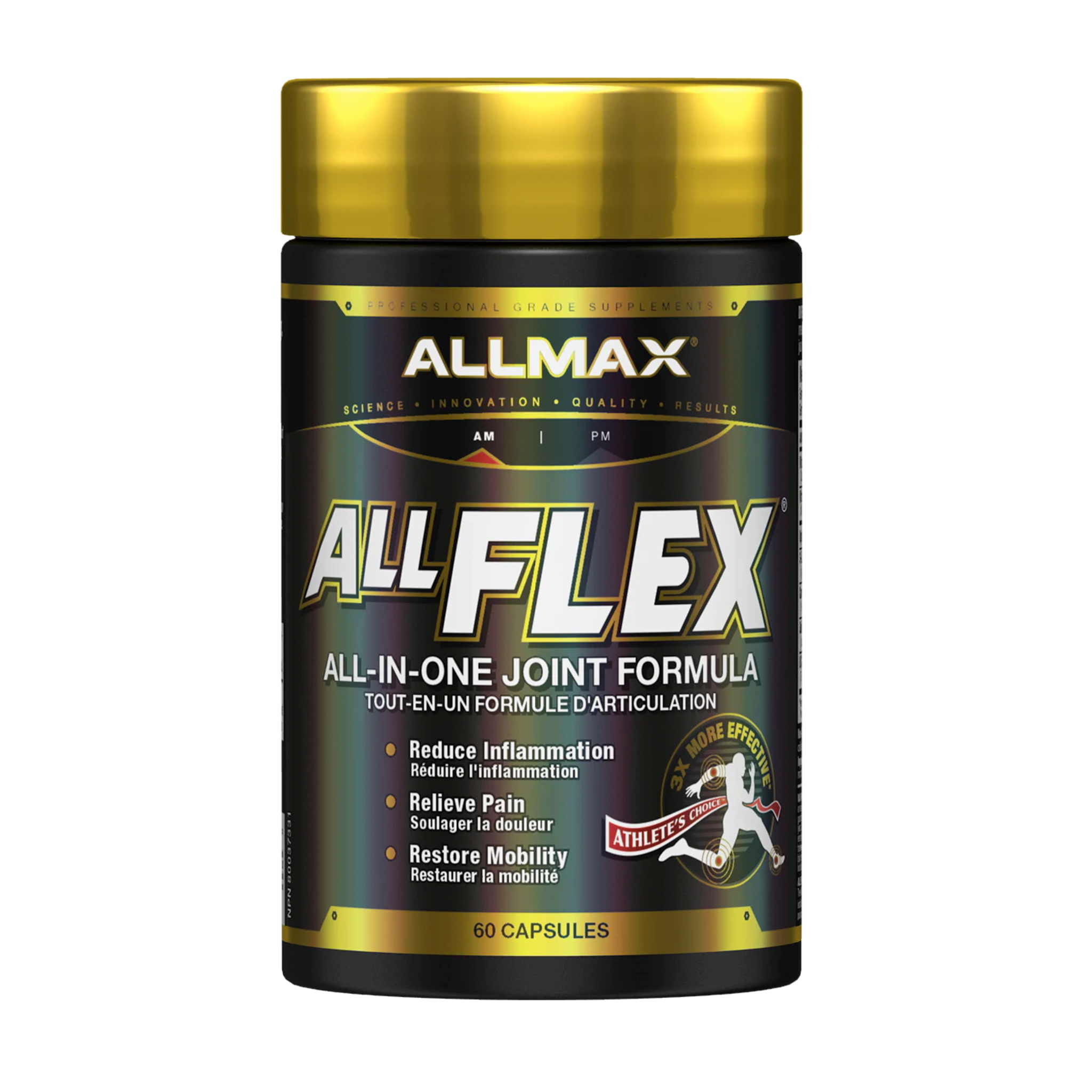 Allmax Allflex is an advanced recovery reliever that promotes joint health and mobility and reduces the pain and inflammation associated with intense physical activity. As a proprietary blend, it has been formulated for both active individuals and competitive athletes who participate in high-intensity exercises. Best prices at Nutrizone.ca!