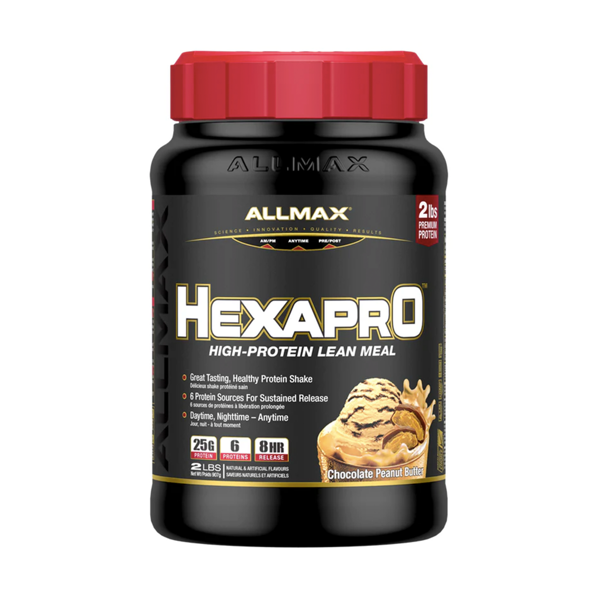 HEXAPRO™’s 6 highly-bioavailable proteins are fast, medium and sustained release proteins that ensure high amino acid levels with both short and long-term delivery. Each Protein has been carefully selected to achieve maximum protein assimilation and absorption. Best prices at Nutrizone.ca!