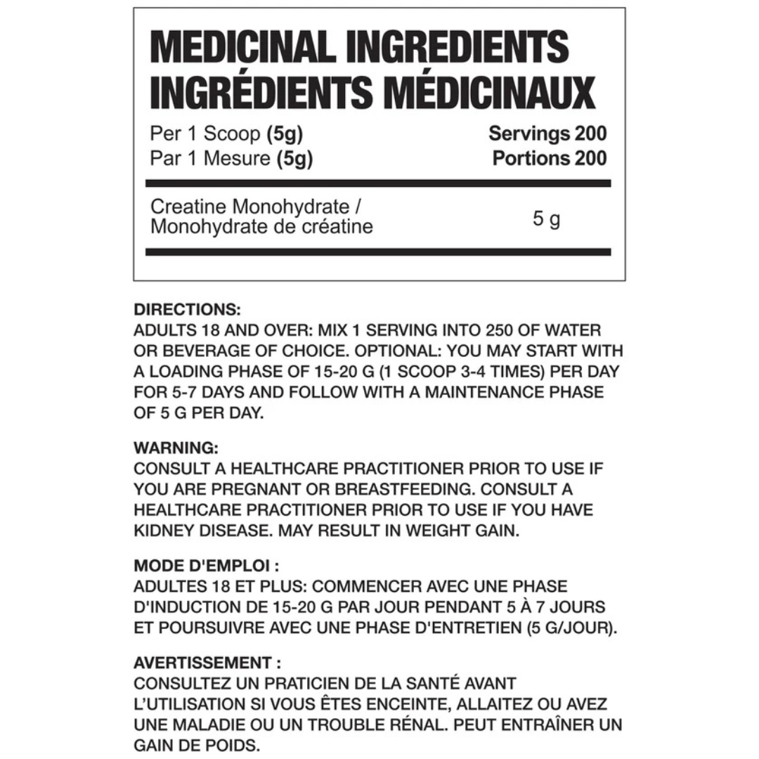 Magnum Creatine 100 1000g supplement facts label creatine monohydrate powder