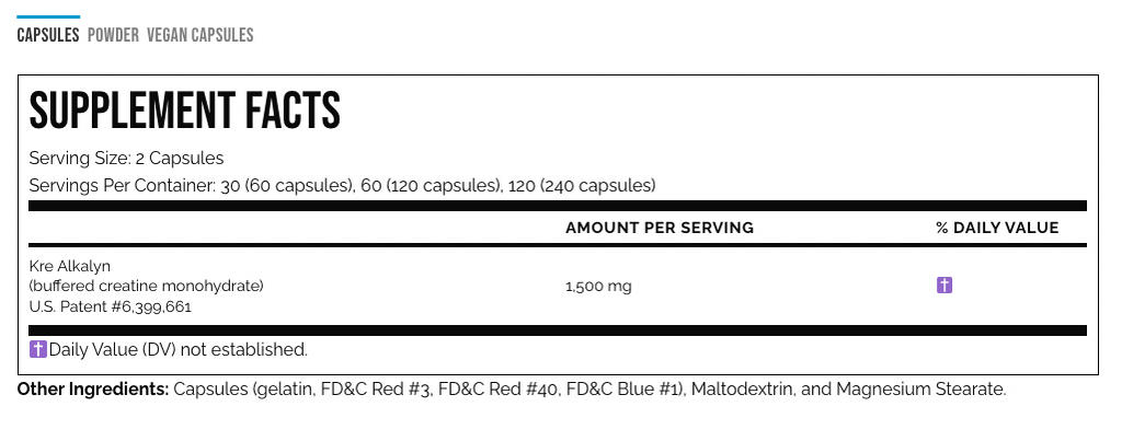 EFX KRE-ALKALYN 750 mg. 120 caps 