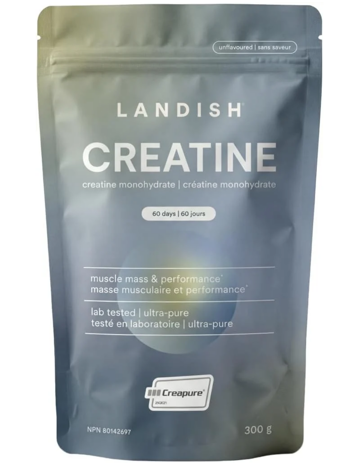 landish creapure cretaine monohydrate 60 servings, front view