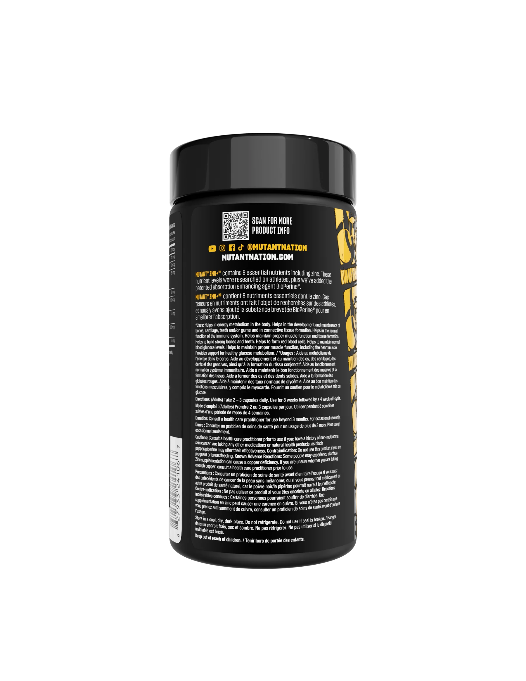 MUTANT ZM8+ contains proven levels of zinc, magnesium and B6 that were shown to increase anabolic hormone levels in athletes;BEST PRICEAS AT NUTRIZONE