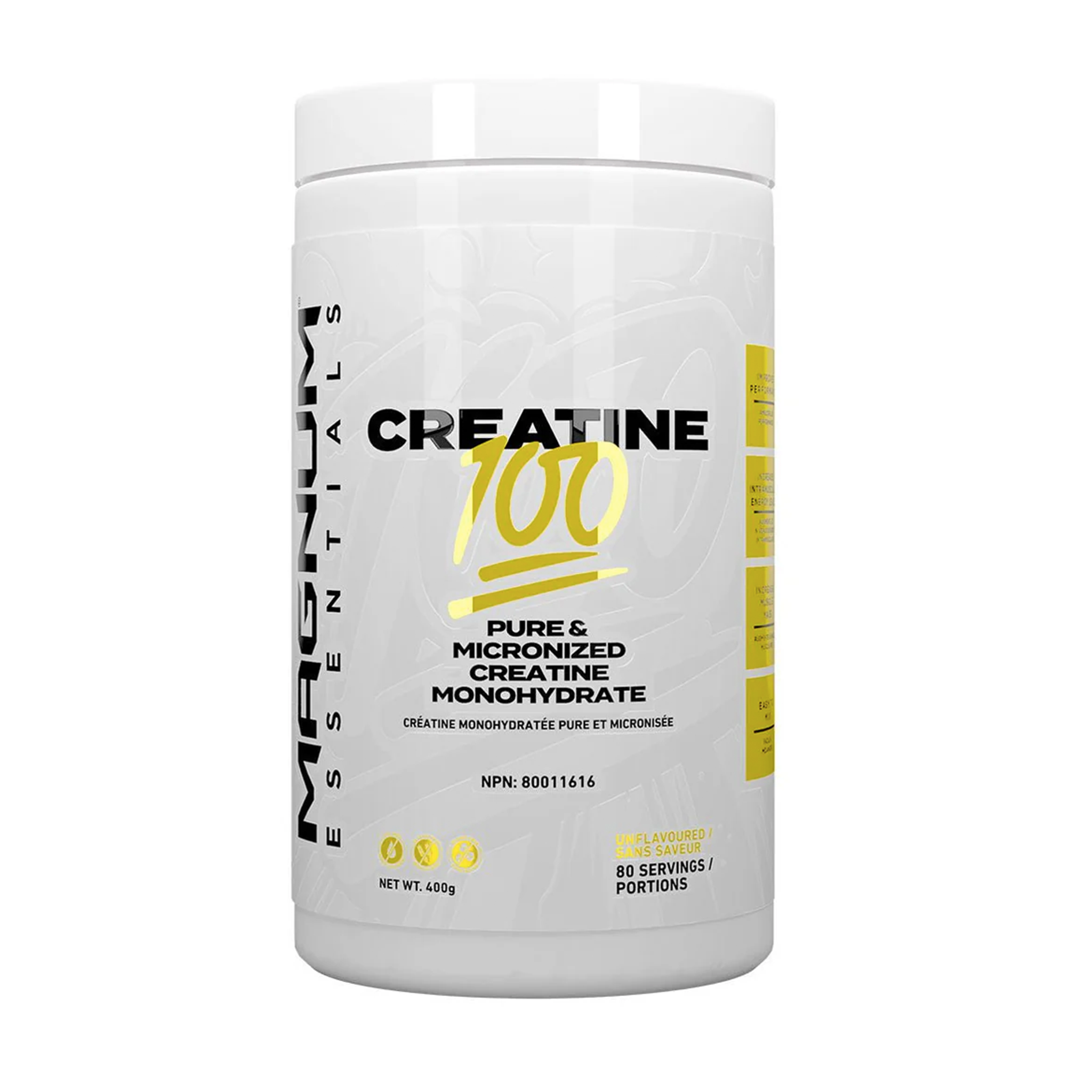 Magnum Essentials Creatine 100 is pure, clean, micronized creatine monohydrate. Best prices at Nutrizone.ca!