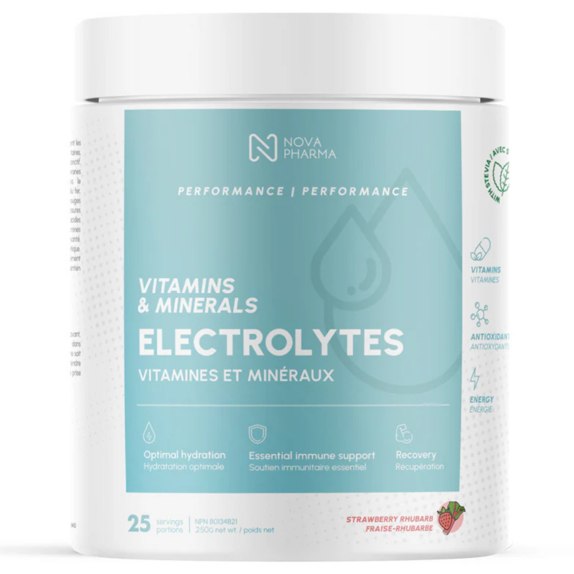 Nova pharma Electrolytes Strawberry Rhubarb – hydration and recovery formula