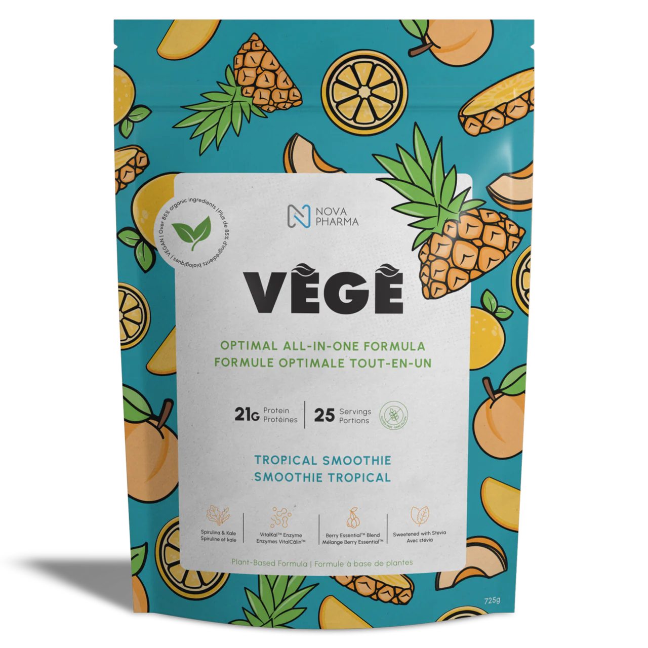VEGE Complete plant protein blend: Composed of pea, brown rice, sacha inchi and hemp proteins, available at NUTRIZONE