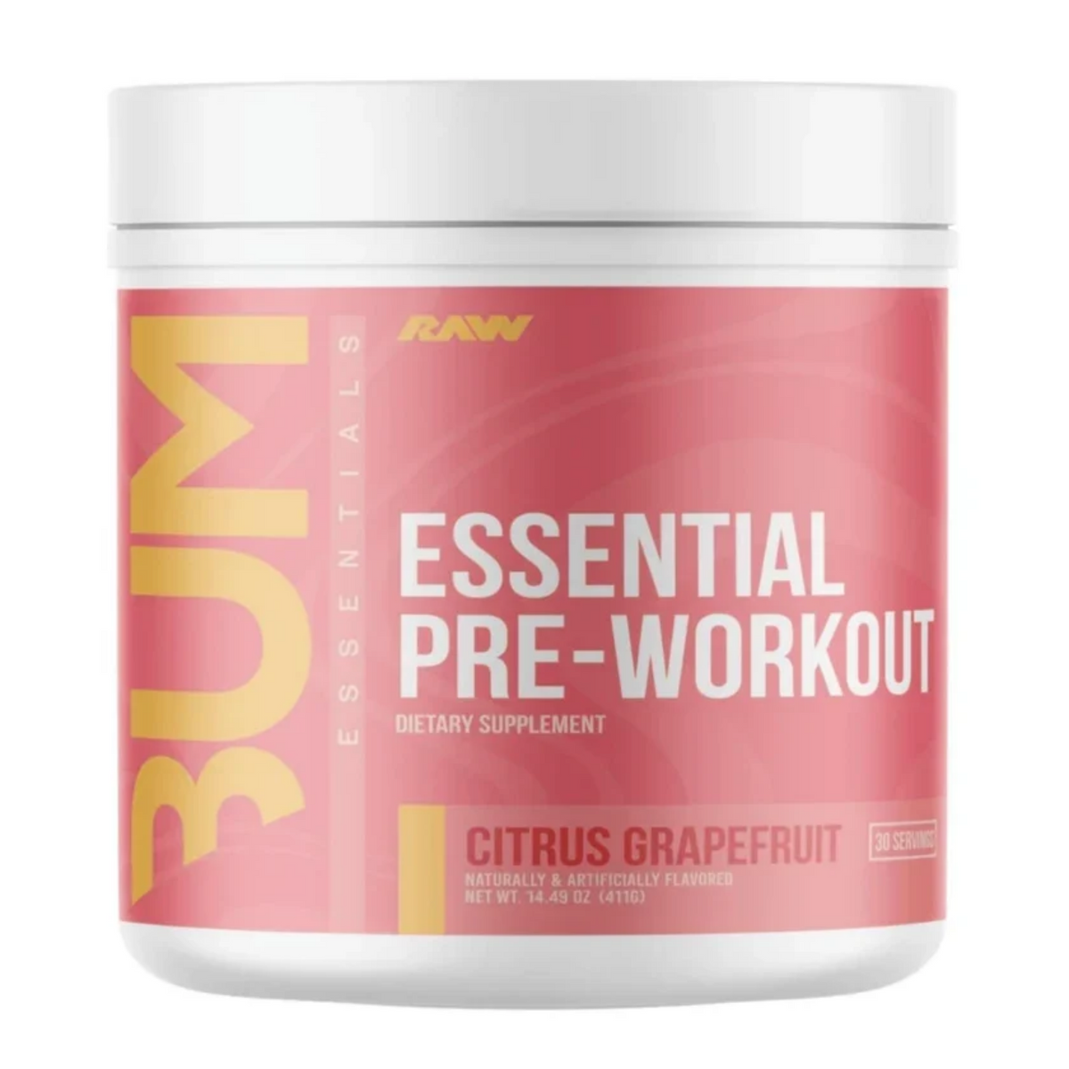 cbum x raw essential pre workout citrus grapefruit, front view