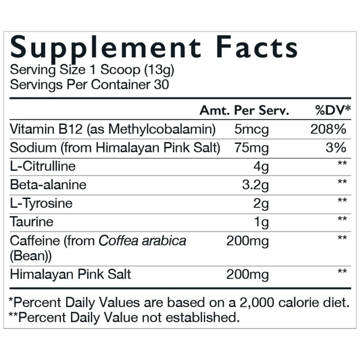 cbum x raw essential pre workout nutrition label