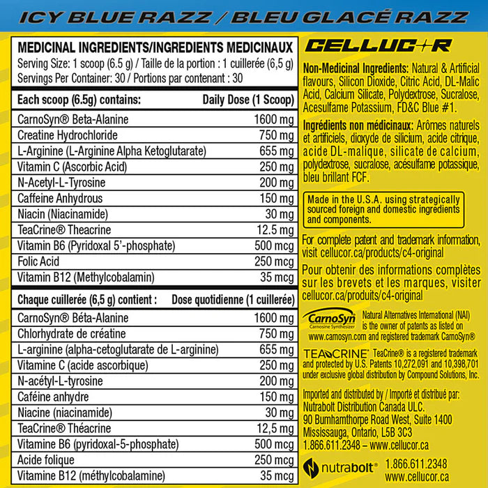 CELLUCOR C4 PRÉ-ENTRAÎNEMENT 30 portions