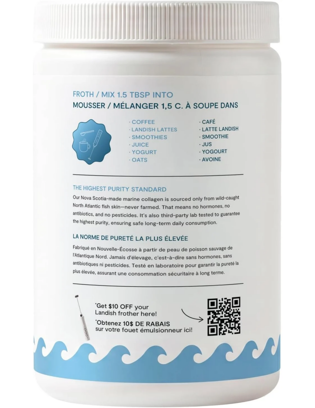Landish hydrolyzed marine collagen 250g, back view