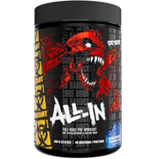 "Go ALL‑IN: 20g of power‑packed ingredients for max intensity, strength, and savage performance. Find it at Nutrizone."
