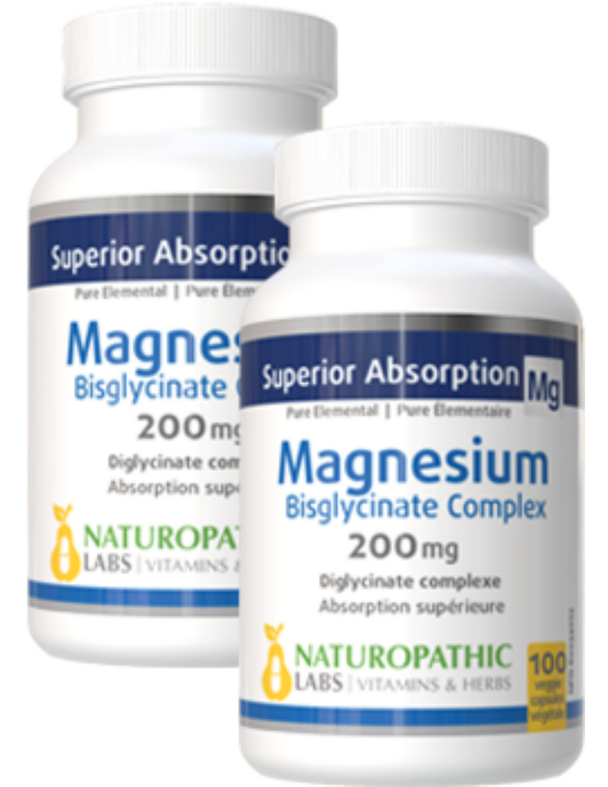 Natruopathic Labs magnesium bisglycinate complex 200mg 100 veggie capsules, front view