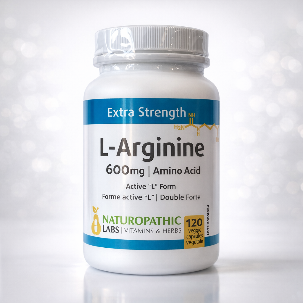 Naturopathic Labs L-Arginine 600mg - 120 Vegan VCAPS for circulation and muscle repair - Nutrizone