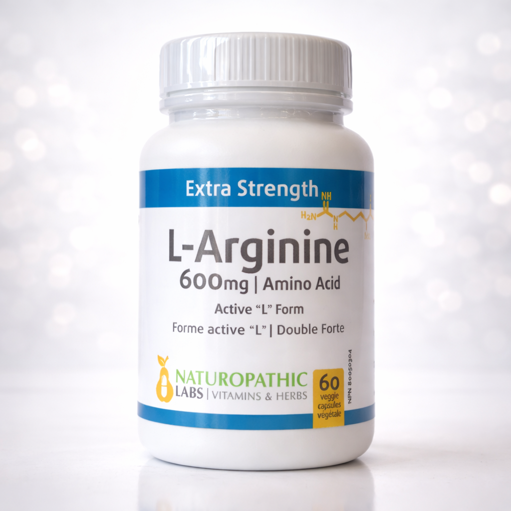 Naturopathic Labs L-Arginine 600mg - 60 Vegan VCAPS for circulation and muscle repair - Nutrizone