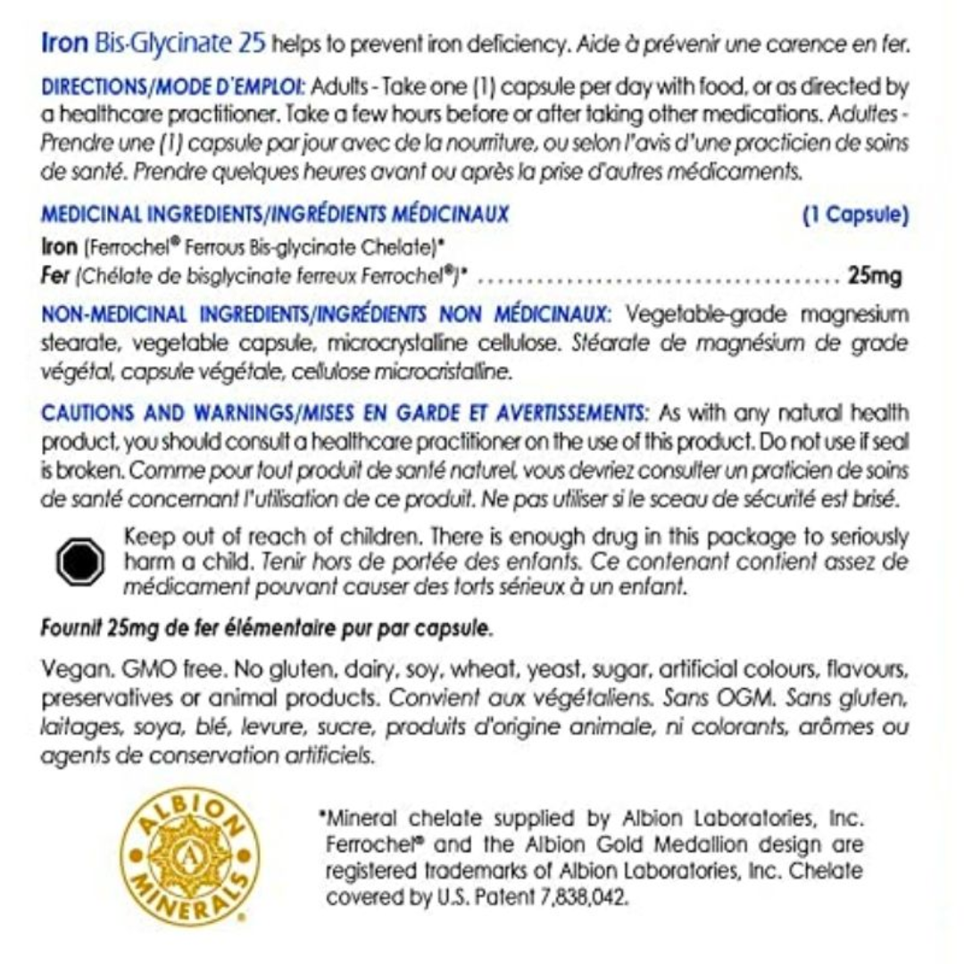 CANPREV BIS GLYCINATE DE FER 25 mg. 120 gélules