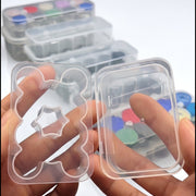 Open 10-slot peptide case showing precision-molded inserts for 3cc liquid vials