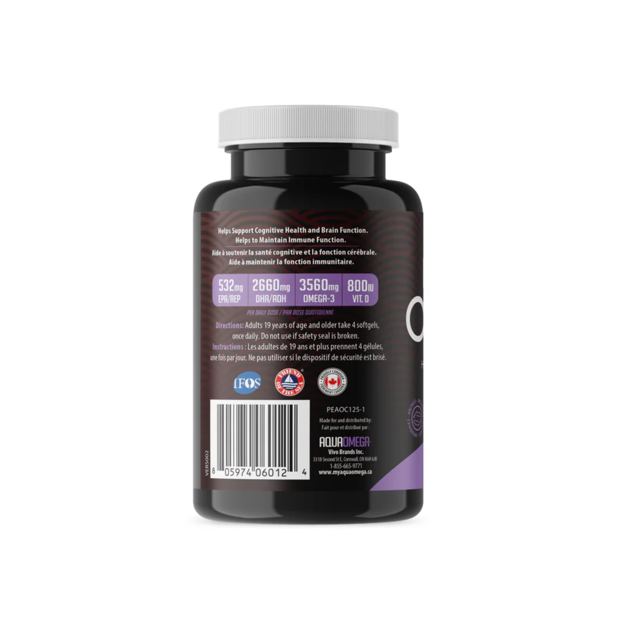AQUAOMEGA OMEGA-3 HIGH DHA 3560MG 120 SOFTGELS