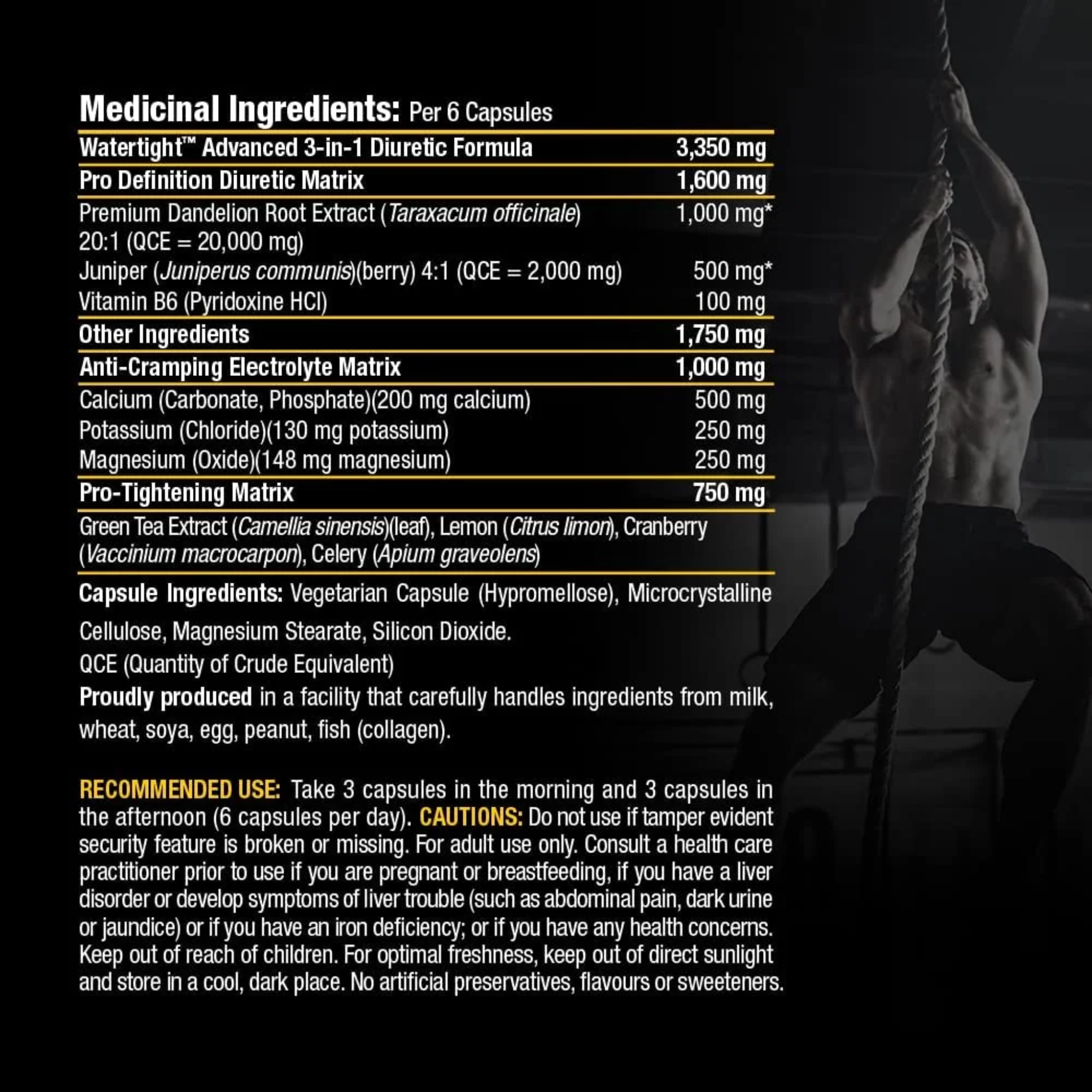 nutrition label and ingredients for pvl water tight 90 capsules