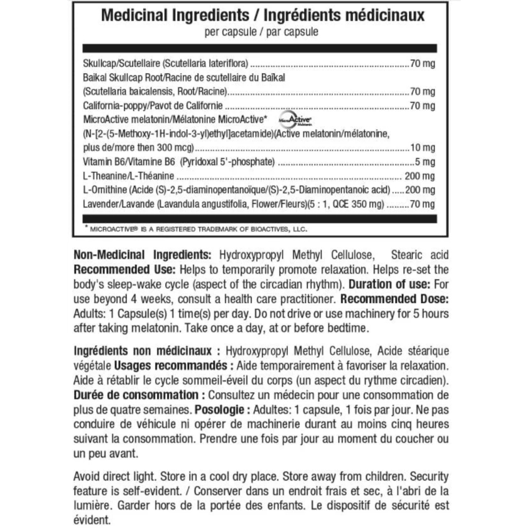 ATP Syner Sleep supplement facts label with melatonin, L-Theanine, GABA and herbal sleep ingredients 