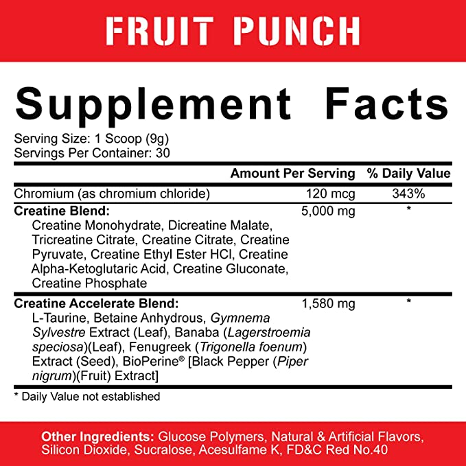BEST CREATINE FOR MUSCLE GROWTH: High performance supplements provide the greatest value, and 5% Nutrition serves it in a scoop. Complexed with Taurine, Betaine Anhydrous (TMG), Gymnema Sylvestre, Banaba and Fenugreek Extract, CreaTEN post workout creatine blend drives maximum gains in muscle mass and power. Best prices at Nutrizone.ca!