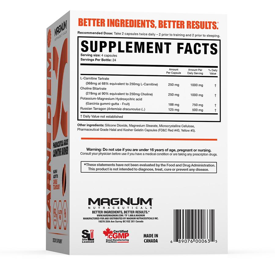 Magnum Carne Diem Supports Body Fat Reduction , Converts Fat Into Energy And Increases The Uptakes Of L-Carnitine Into Muscle Tissues