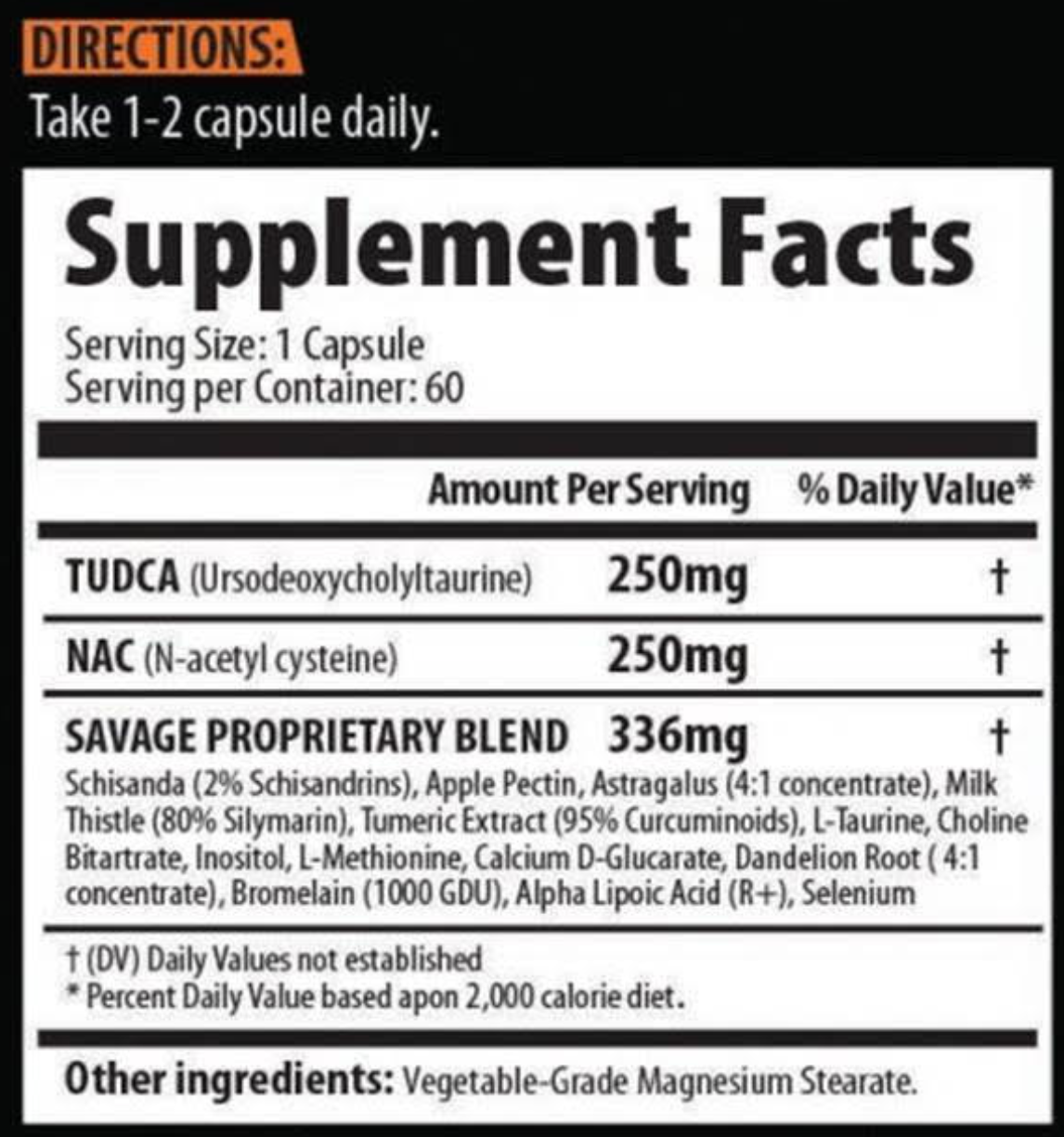SavageLineLabs Liver-Pro Helps You Clean , Detoxify Your Liver And Organ For Better Absorption