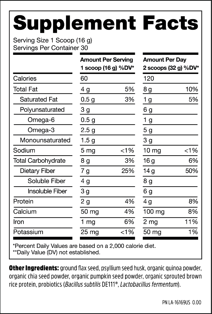 This premium 3-in-1 fiber formula provides 14 g of fiber (50% of your daily requirement), 6 g of essential fats, and probiotics, all from whole-food based sources for gentle daily fiber health & cleansing. Best prices at Nutrizone.ca!
