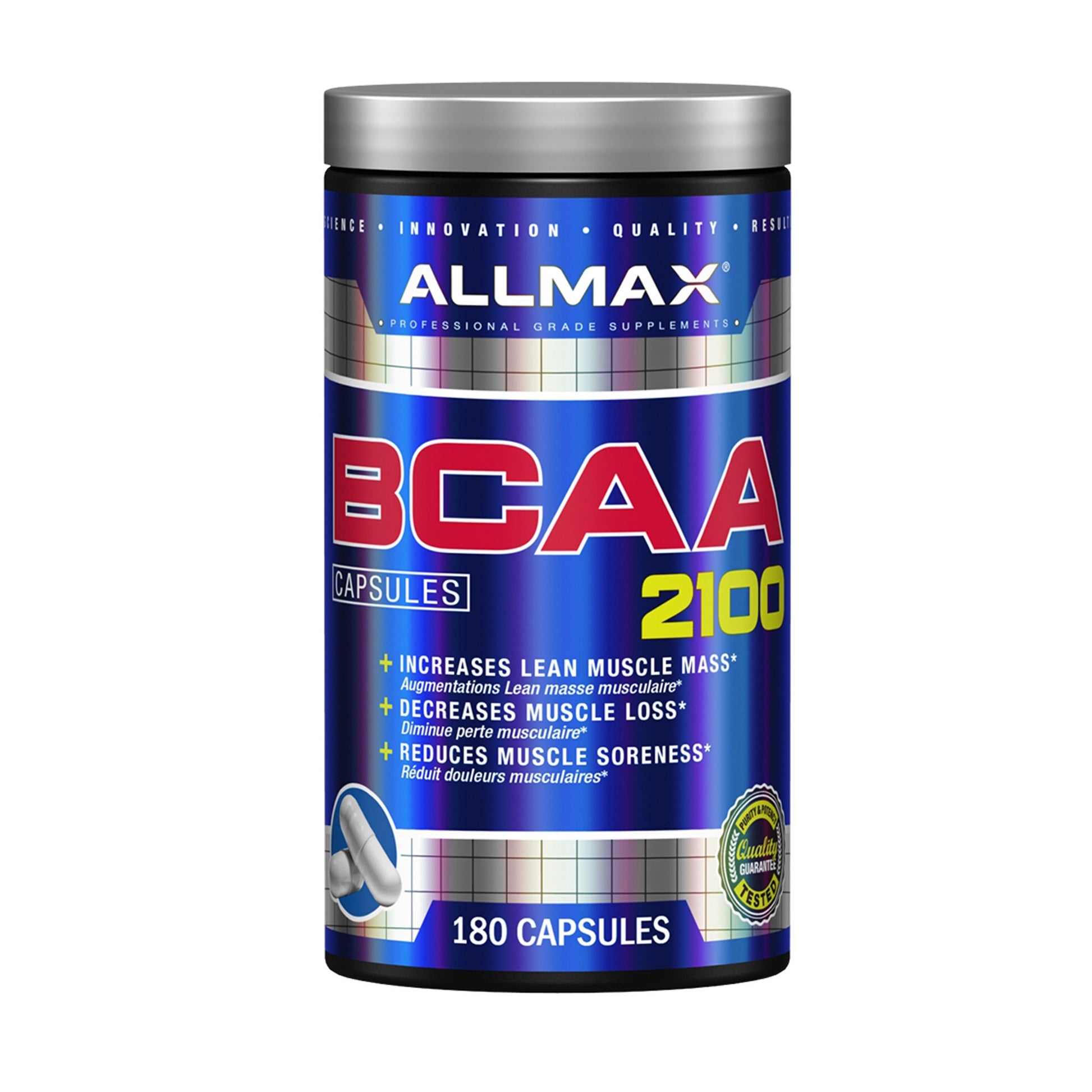 Allmax BCAA 2100 Helps With Muscle Building , Increase Protein Synthesis , Have A Ratio Of  2:1:1 , Reduce Muscle Soreness And Muscle Loss