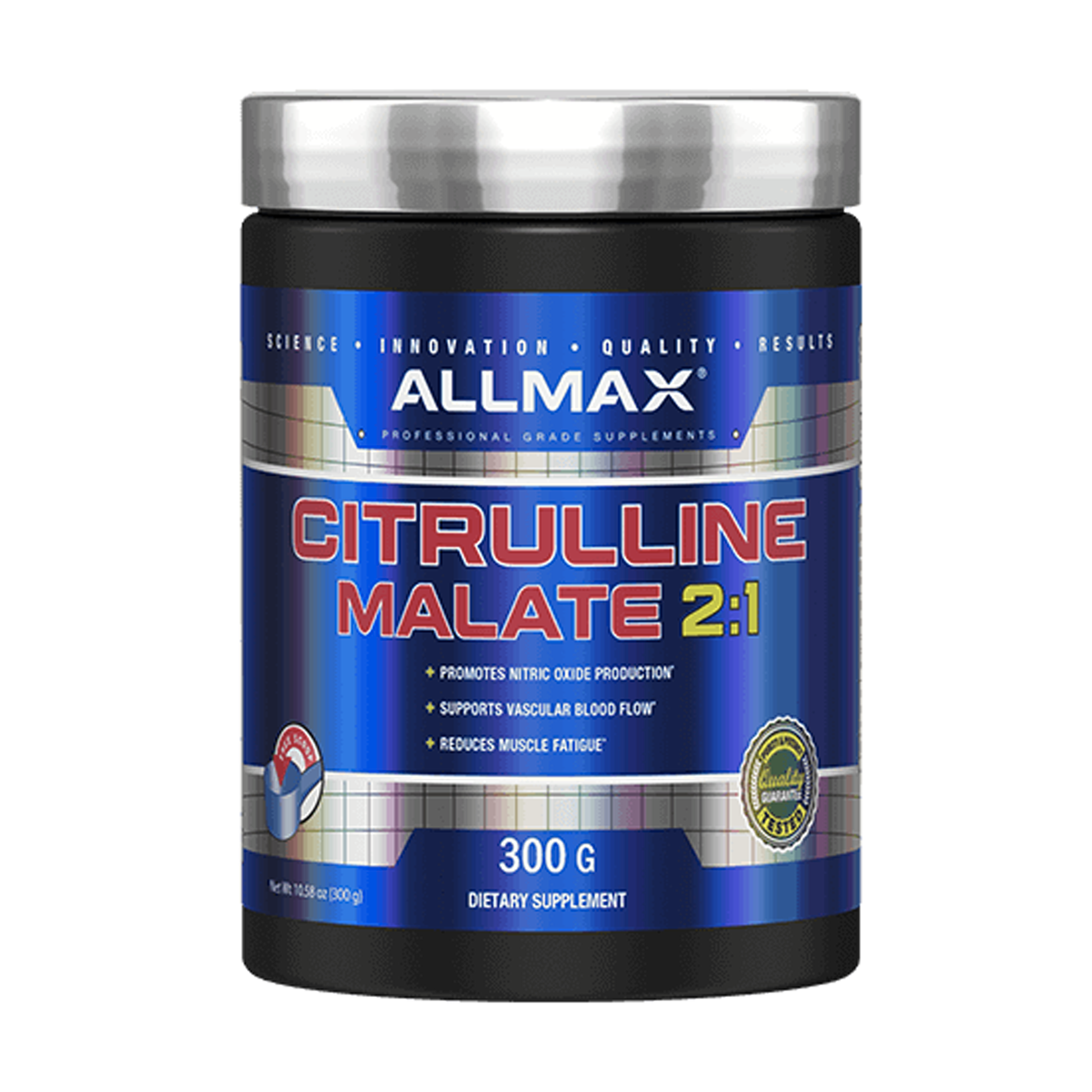 Allmax Citrulline Malate 2:1 Promotes Nitric Oxide Production , Supports Vascular Blood Flow And Reduces Muscle Fatigue