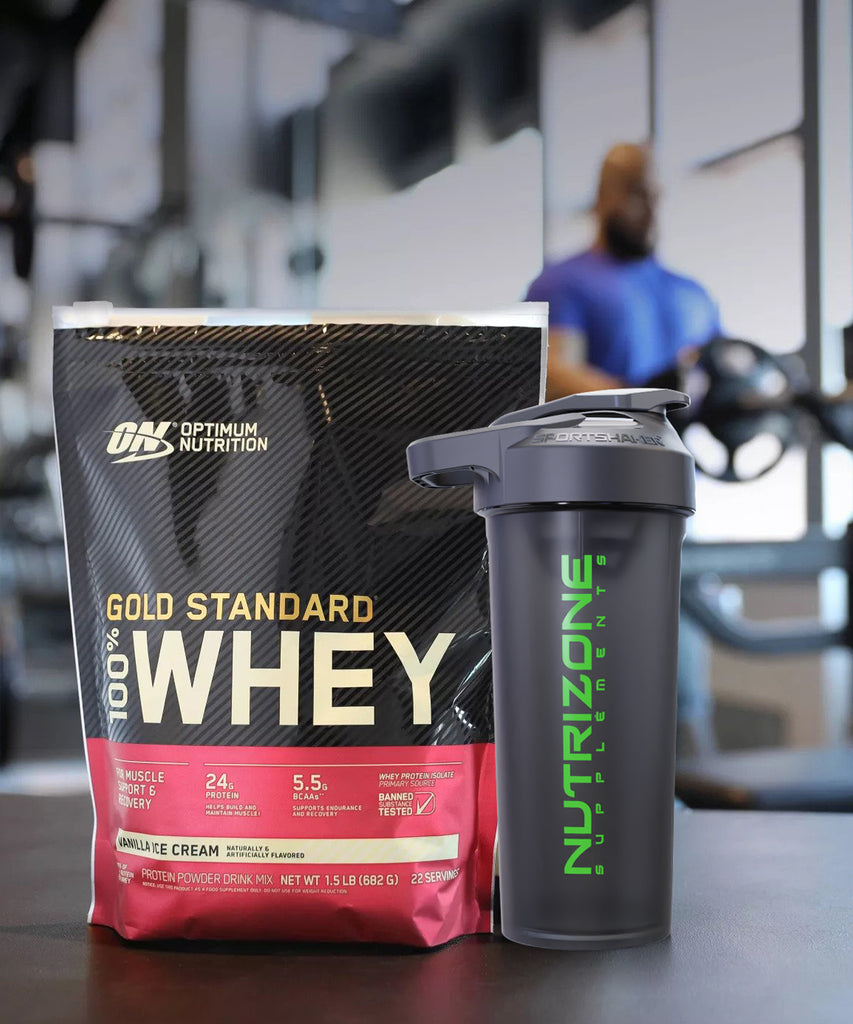 NUTRIZONE GIFT SET: GOLD STANDARD 100% WHEY (22 serv.) + FREE! DELUXE SHAKER BOTTLE 