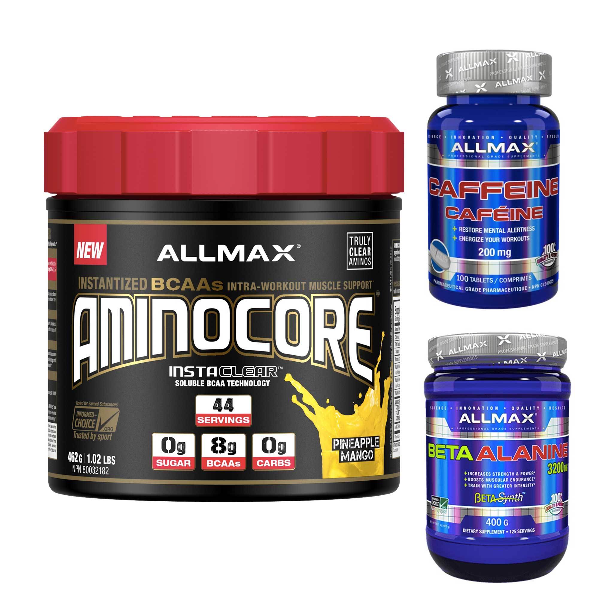 Allmax Stack For Endurance And Energy Will Helps You Througout By Giving You The Amino Acids That Your Body Need To Enhance Recovery, Caffein And Beta-Alanine Will Give You A boost In Your Training